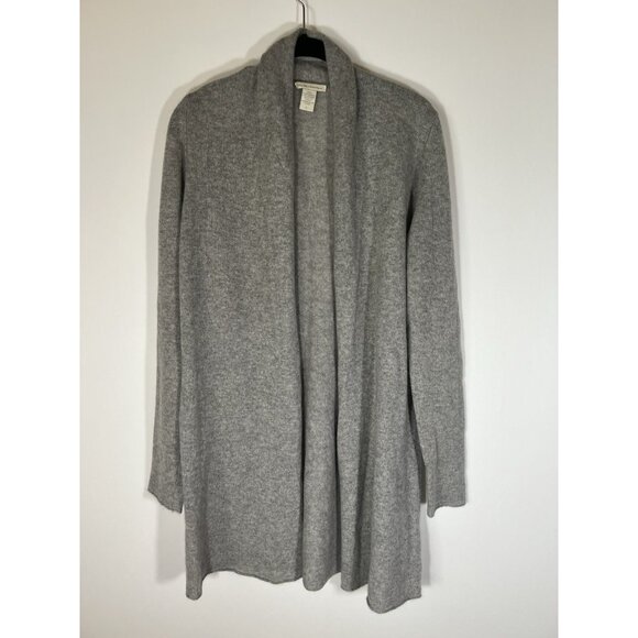 White + Warren heathered gray open duster cardigan cashmere L cozy designer - Picture 1 of 10
